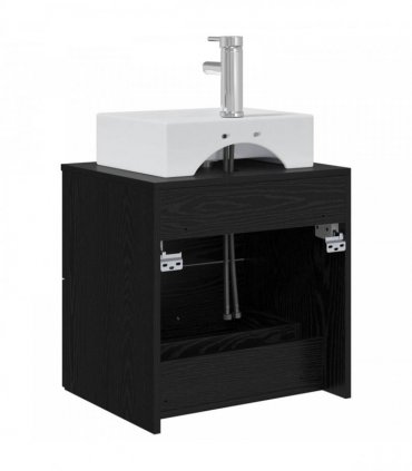 vidaXL Wall-Mounted Sink Vanity Black Oak 49.5 x 41 x 62.5 cm