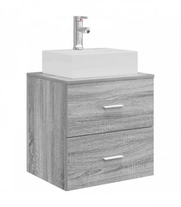 vidaXL Wall-Mounted Sink Vanity Grey Sonoma 49.5 x 41 x 62.5 cm