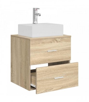 vidaXL Wall-Mounted Sink Vanity Sonoma Oak 49.5 x 41 x 62.5 cm