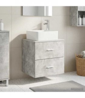 vidaXL Wall-Mounted Sink Vanity Concrete Grey 53 x 34.5 x 63 cm
