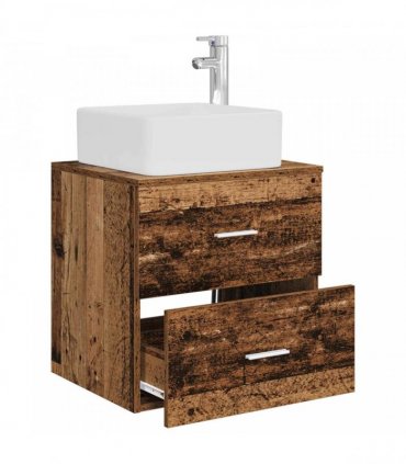 vidaXL Wall-Mounted Sink Vanity Old Wood 53 x 34.5 x 63 cm