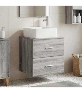 vidaXL Wall-Mounted Sink Vanity Grey Sonoma 53 x 34.5 x 63 cm
