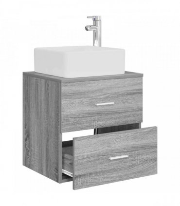 vidaXL Wall-Mounted Sink Vanity Grey Sonoma 53 x 34.5 x 63 cm