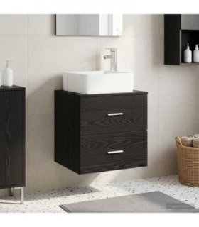vidaXL Wall-Mounted Sink Vanity Black Oak 53 x 34.5 x 63 cm