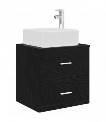 vidaXL Wall-Mounted Sink Vanity Black Oak 53 x 34.5 x 63 cm