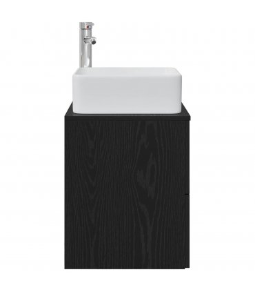 vidaXL Wall-Mounted Sink Vanity Black Oak 53 x 34.5 x 63 cm