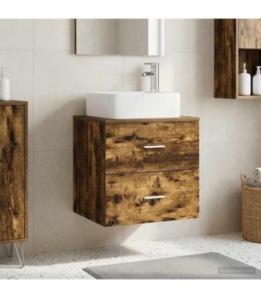vidaXL Wall-Mounted Sink Vanity Smoked Oak 53 x 34.5 x 63 cm