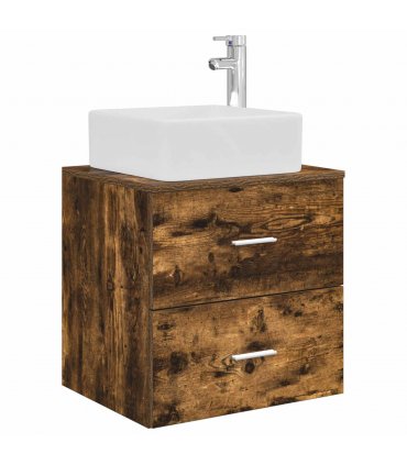 vidaXL Wall-Mounted Sink Vanity Smoked Oak 53 x 34.5 x 63 cm