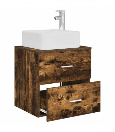 vidaXL Wall-Mounted Sink Vanity Smoked Oak 53 x 34.5 x 63 cm