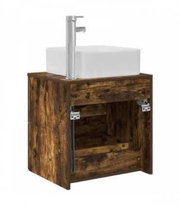 vidaXL Wall-Mounted Sink Vanity Smoked Oak 53 x 34.5 x 63 cm