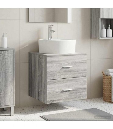 vidaXL Wall-Mounted Sink Vanity Grey Sonoma 49.5 x 44.5 x 65 cm