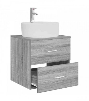 vidaXL Wall-Mounted Sink Vanity Grey Sonoma 49.5 x 44.5 x 65 cm