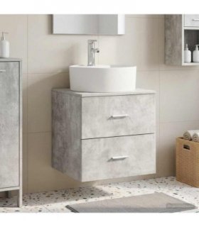 vidaXL Wall-Mounted Sink Vanity Concrete Grey 49.5 x 44.5 x 65 cm
