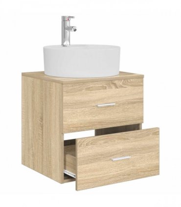 vidaXL Wall-Mounted Sink Vanity Sonoma Oak 49.5 x 44.5 x 65 cm