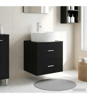 vidaXL Wall-Mounted Sink Vanity Black Oak 49.5 x 44.5 x 65 cm