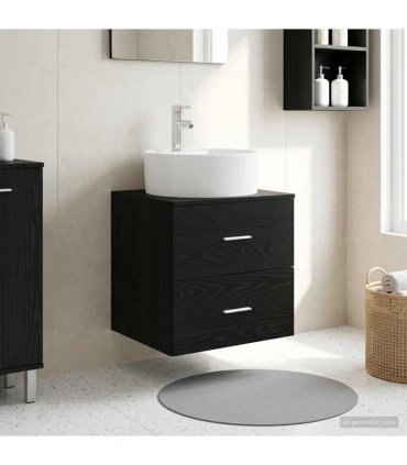 vidaXL Wall-Mounted Sink Vanity Black Oak 49.5 x 44.5 x 65 cm