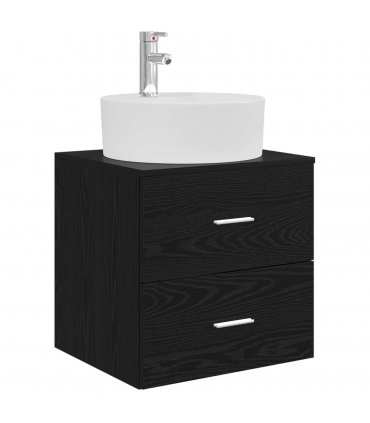 vidaXL Wall-Mounted Sink Vanity Black Oak 49.5 x 44.5 x 65 cm