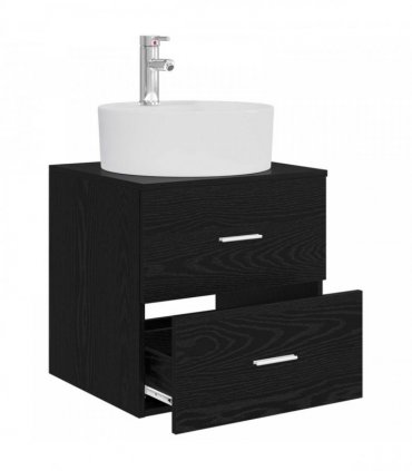 vidaXL Wall-Mounted Sink Vanity Black Oak 49.5 x 44.5 x 65 cm