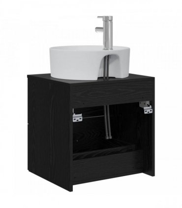 vidaXL Wall-Mounted Sink Vanity Black Oak 49.5 x 44.5 x 65 cm
