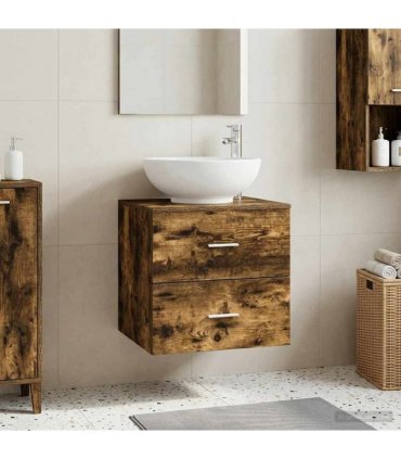vidaXL Wall-Mounted Sink Vanity Smoked Oak 49.5 x 44.5 x 66.5 cm
