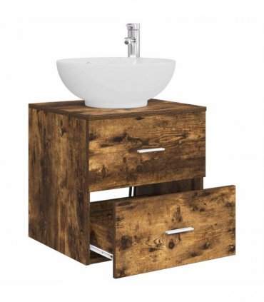 vidaXL Wall-Mounted Sink Vanity Smoked Oak 49.5 x 44.5 x 66.5 cm