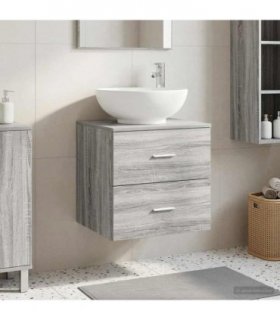 vidaXL Wall-Mounted Sink Vanity Grey Sonoma 49.5 x 44.5 x 66.5 cm