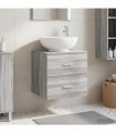vidaXL Wall-Mounted Sink Vanity Grey Sonoma 49.5 x 44.5 x 66.5 cm