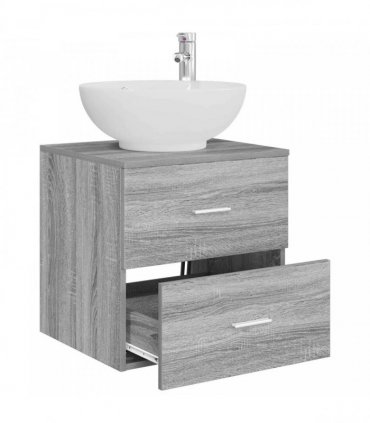 vidaXL Wall-Mounted Sink Vanity Grey Sonoma 49.5 x 44.5 x 66.5 cm