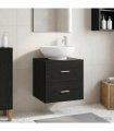 vidaXL Wall-Mounted Sink Vanity Black Oak 49.5 x 44.5 x 66.5 cm