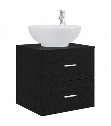 vidaXL Wall-Mounted Sink Vanity Black Oak 49.5 x 44.5 x 66.5 cm