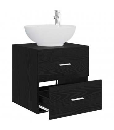 vidaXL Wall-Mounted Sink Vanity Black Oak 49.5 x 44.5 x 66.5 cm
