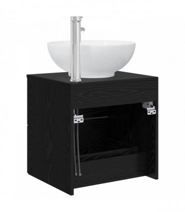 vidaXL Wall-Mounted Sink Vanity Black Oak 49.5 x 44.5 x 66.5 cm