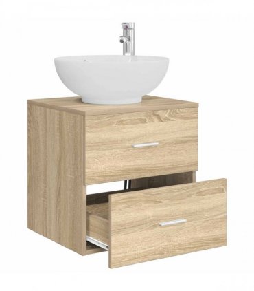 vidaXL Wall-Mounted Sink Vanity Sonoma Oak 49.5 x 44.5 x 66.5 cm