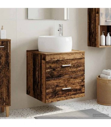 vidaXL Wall-Mounted Sink Vanity Old Wood 49.5 x 44.5 x 66 cm
