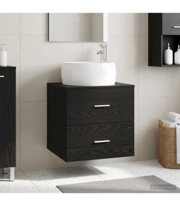 vidaXL Wall-Mounted Sink Vanity Black Oak 49.5 x 44.5 x 66 cm