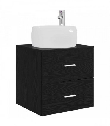 vidaXL Wall-Mounted Sink Vanity Black Oak 49.5 x 44.5 x 66 cm