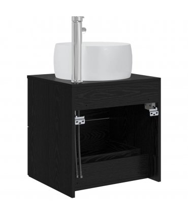 vidaXL Wall-Mounted Sink Vanity Black Oak 49.5 x 44.5 x 66 cm