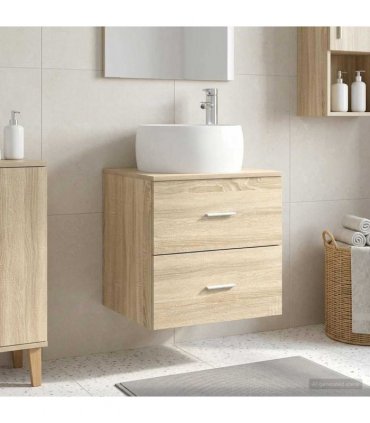 vidaXL Wall-Mounted Sink Vanity Sonoma Oak 49.5 x 44.5 x 66 cm
