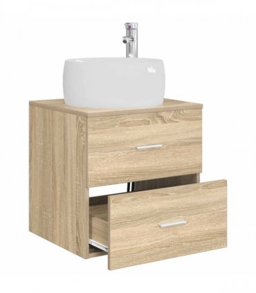 vidaXL Wall-Mounted Sink Vanity Sonoma Oak 49.5 x 44.5 x 66 cm