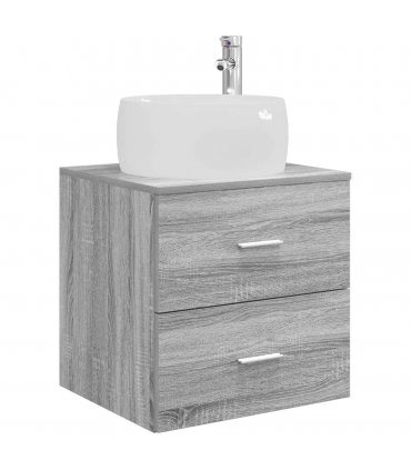 vidaXL Wall-Mounted Sink Vanity Grey Sonoma 49.5 x 44.5 x 66 cm