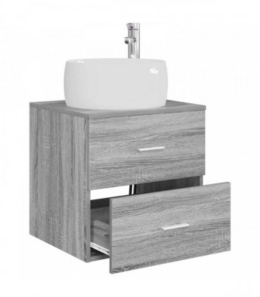 vidaXL Wall-Mounted Sink Vanity Grey Sonoma 49.5 x 44.5 x 66 cm