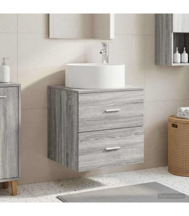 vidaXL Wall-Mounted Sink Vanity Grey Sonoma 49.5 x 44.5 x 65.5 cm