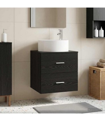 vidaXL Wall-Mounted Sink Vanity Black Oak 49.5 x 44.5 x 65.5 cm