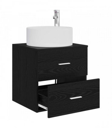 vidaXL Wall-Mounted Sink Vanity Black Oak 49.5 x 44.5 x 65.5 cm