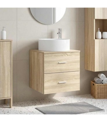 vidaXL Wall-Mounted Sink Vanity Sonoma Oak 49.5 x 44.5 x 65.5 cm