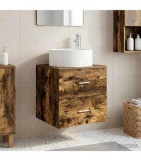 vidaXL Wall-Mounted Sink Vanity Smoked Oak 49.5 x 44.5 x 65.5 cm