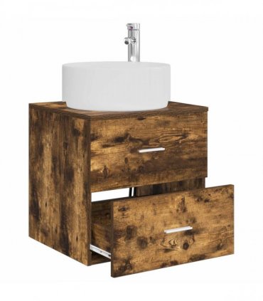 vidaXL Wall-Mounted Sink Vanity Smoked Oak 49.5 x 44.5 x 65.5 cm