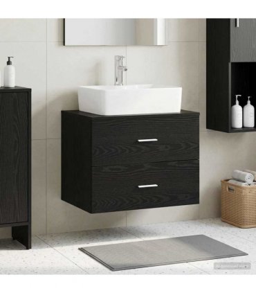 vidaXL Wall-Mounted Bathroom Cabinet Black Oak 62.5 x 44.5 x 50 cm