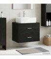 vidaXL Wall-Mounted Bathroom Cabinet Black Oak 62.5 x 44.5 x 50 cm