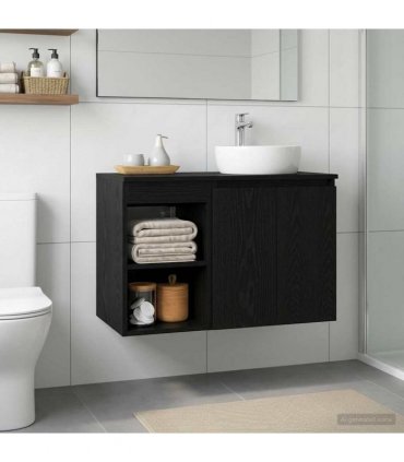 vidaXL Bathroom Cabinet In-between Black Oak 30 x 41 x 50 cm